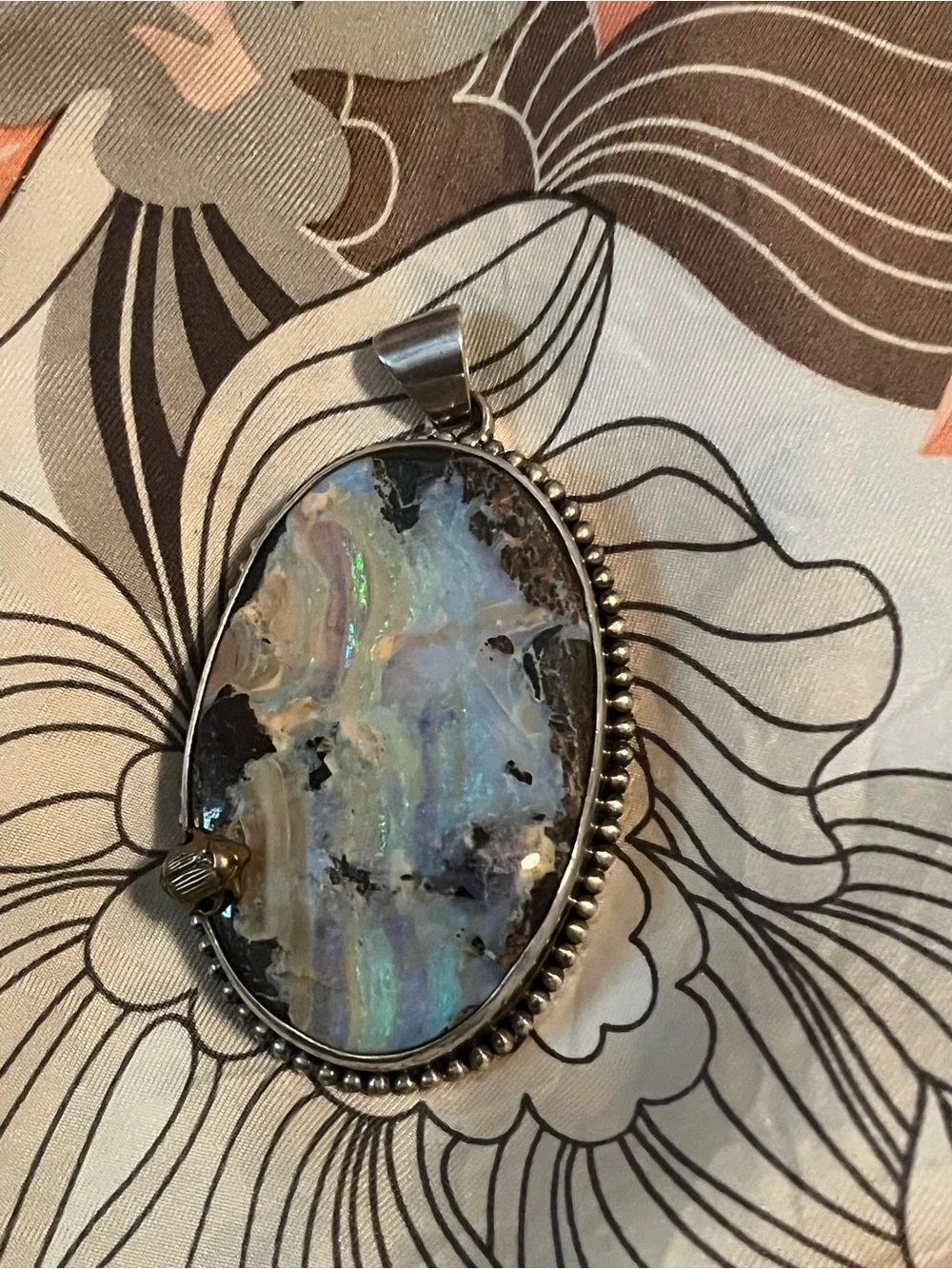 Stephen Dweck 1 of a kind Iridescent Blue and Green Opal Pendant